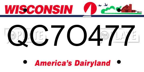 QC7O477 Wisconsin License Plate