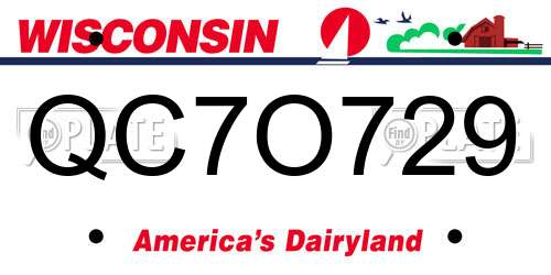 QC7O729 Wisconsin License Plate
