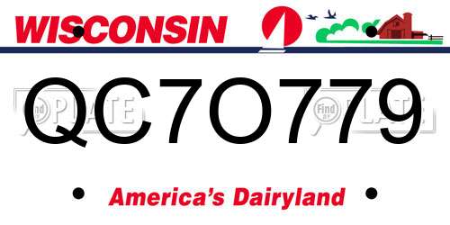 QC7O779 Wisconsin License Plate