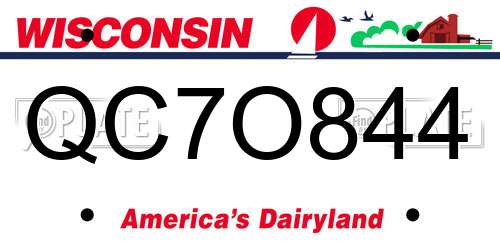 QC7O844 Wisconsin License Plate