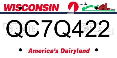 QC7Q422 Wisconsin License Plate
