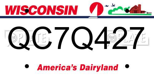 QC7Q427 Wisconsin License Plate