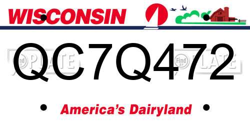 QC7Q472 Wisconsin License Plate
