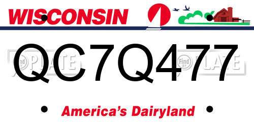 QC7Q477 Wisconsin License Plate