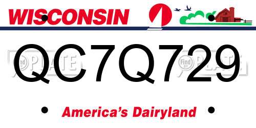 QC7Q729 Wisconsin License Plate