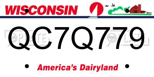 QC7Q779 Wisconsin License Plate