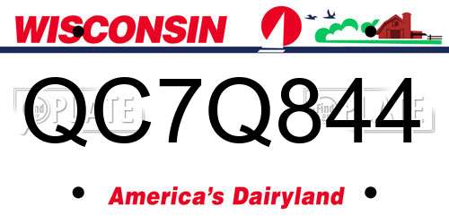 QC7Q844 Wisconsin License Plate