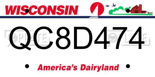 QC8D474 Wisconsin License Plate