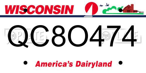 QC8O474 Wisconsin License Plate