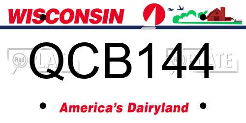 QCB144 Wisconsin License Plate
