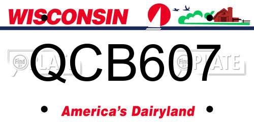QCB607 Wisconsin License Plate
