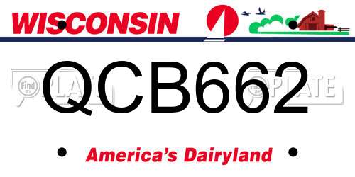 QCB662 Wisconsin License Plate