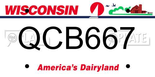 QCB667 Wisconsin License Plate