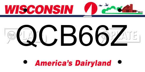 QCB66Z Wisconsin License Plate