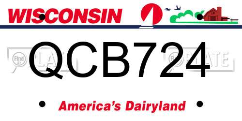 QCB724 Wisconsin License Plate