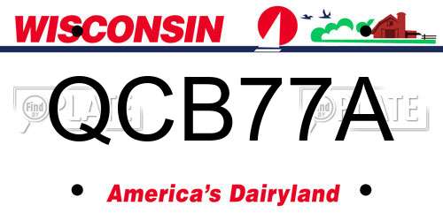 QCB77A Wisconsin License Plate