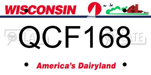 QCF168 Wisconsin License Plate