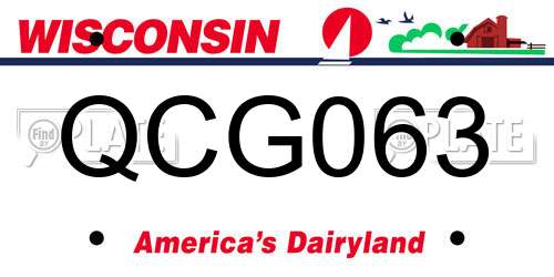 QCG063 Wisconsin License Plate