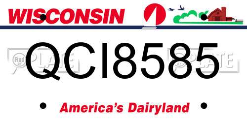 QCI8585 Wisconsin License Plate