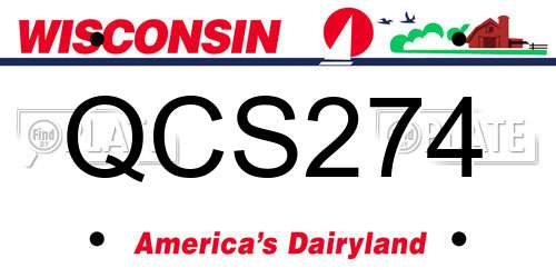 QCS274 Wisconsin License Plate