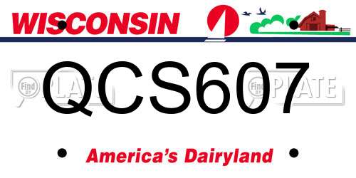QCS607 Wisconsin License Plate