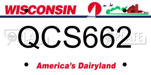 QCS662 Wisconsin License Plate