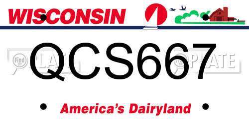QCS667 Wisconsin License Plate