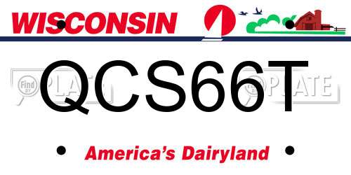 QCS66T Wisconsin License Plate