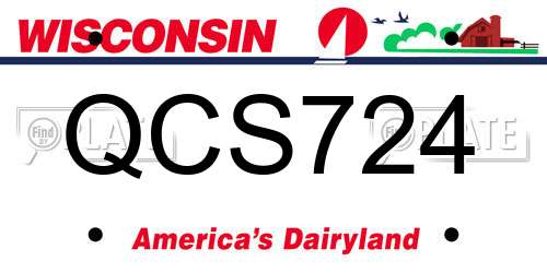 QCS724 Wisconsin License Plate