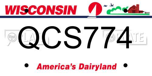 QCS774 Wisconsin License Plate