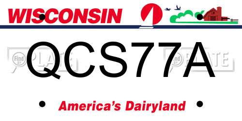 QCS77A Wisconsin License Plate