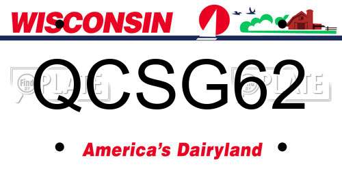 QCSG62 Wisconsin License Plate