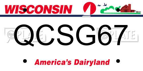 QCSG67 Wisconsin License Plate