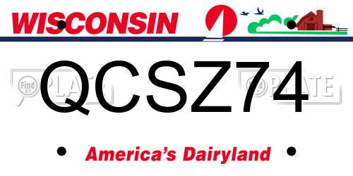 QCSZ74 Wisconsin License Plate