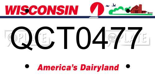 QCT0477 Wisconsin License Plate