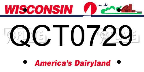 QCT0729 Wisconsin License Plate