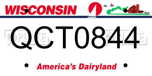 QCT0844 Wisconsin License Plate
