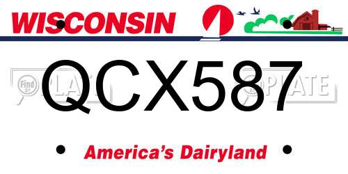 QCX587 Wisconsin License Plate