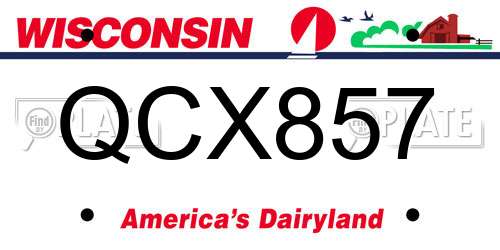 QCX857 Wisconsin License Plate