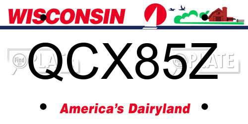 QCX85Z Wisconsin License Plate