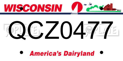QCZ0477 Wisconsin License Plate