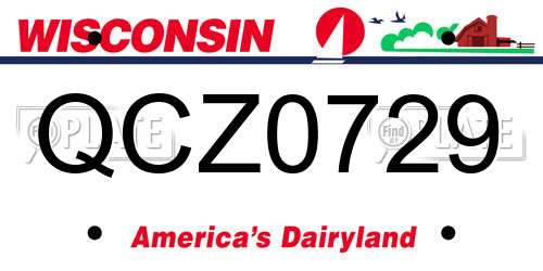 QCZ0729 Wisconsin License Plate