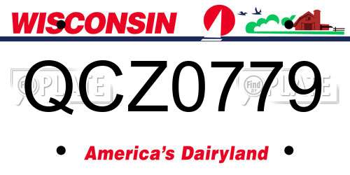 QCZ0779 Wisconsin License Plate