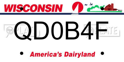 QD0B4F Wisconsin License Plate