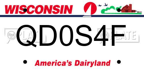 QD0S4F Wisconsin License Plate