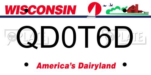 QD0T6D Wisconsin License Plate