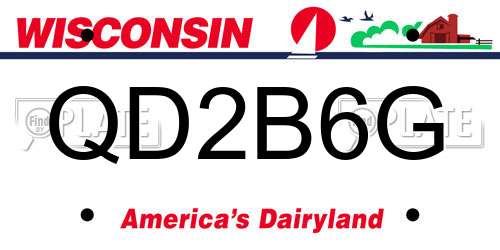 QD2B6G Wisconsin License Plate