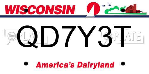 QD7Y3T Wisconsin License Plate
