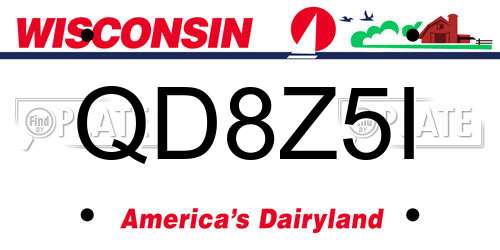 QD8Z5I Wisconsin License Plate