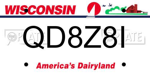 QD8Z8I Wisconsin License Plate